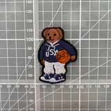 Designer Basketball Bear Embroidered Iron-On Patch