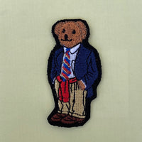 Designer Bear Suit Tie Embroidered Iron-On Patch