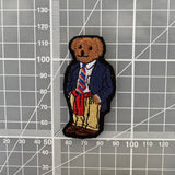 Designer Bear Suit Tie Embroidered Iron-On Patch