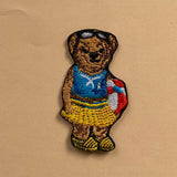 Designer Female Beach Bear Embroidered Iron-On Patch