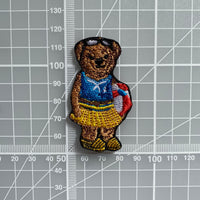 Designer Female Beach Bear Embroidered Iron-On Patch