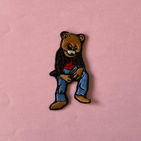 Kanye Full Pose Bear Small Embroidered Iron-On Patch