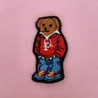 Designer Bear Red Sweater Embroidered Iron-On Patch