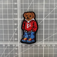 Designer Bear Red Sweater Embroidered Iron-On Patch