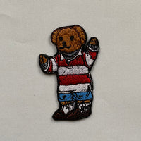 Designer Stripey Bear Embroidered Iron-On Patch