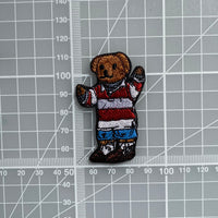 Designer Stripey Bear Embroidered Iron-On Patch