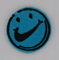 Sean W Smiley Face Blue Embroidered Iron-On Patch