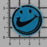 Sean W Smiley Face Blue Embroidered Iron-On Patch